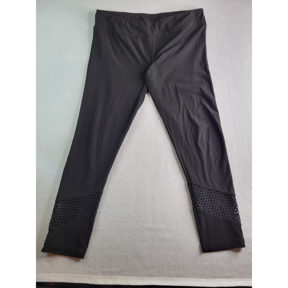 No Boundaries Womens 3XL Black Mesh Cutout Leggings Solid Stretchy Casual Pants